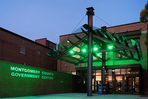 Operation Green Light at Montgomery Co. Gov. Center County Gov. Center illuminated green